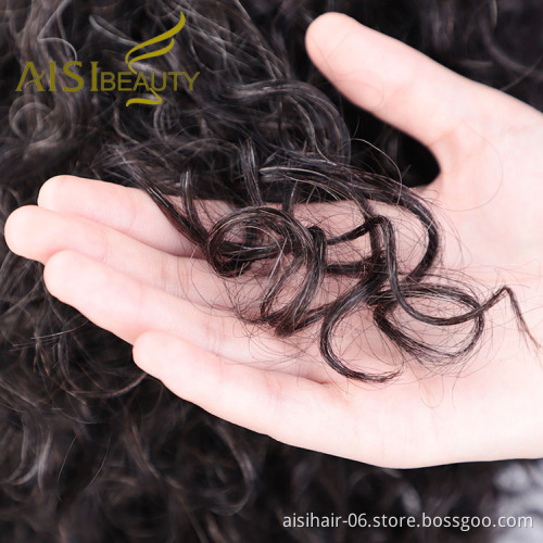 Aisi Beauty Human Hair Short Bob Custom Women  Brazilian Human Hair Afro Curly Wave Mixed Brown Gray Wig